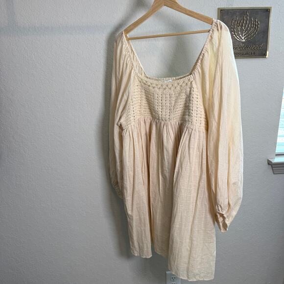 Women's First Love Cream Crochet Bodice Fit and Flare Dress‎ Size Large - Picture 2 of 10